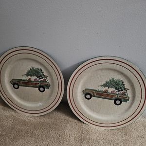2 Christmas decorative wall plates